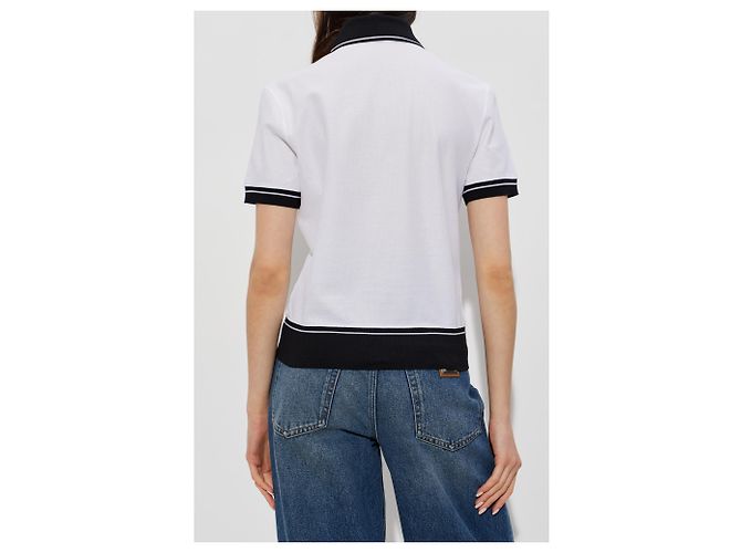 Polo Dolce & Gabbana bianca in cotone con logo - vista 3