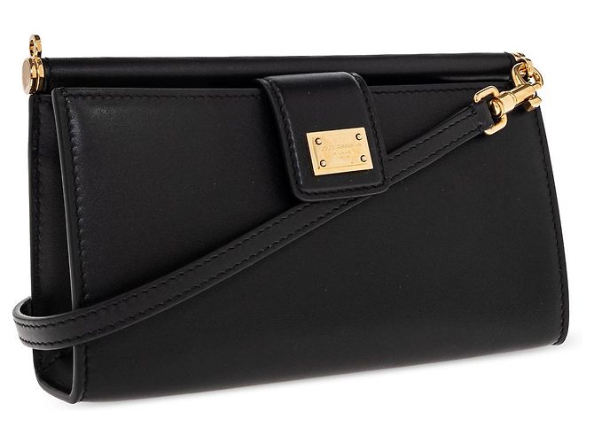 Bolsa de ombro em couro preto Dolce & Gabbana - vista 3
