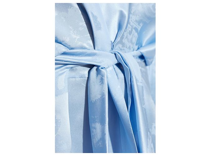 Vestido midi de seda jacquard azul Balenciaga con cinturón - vista 4