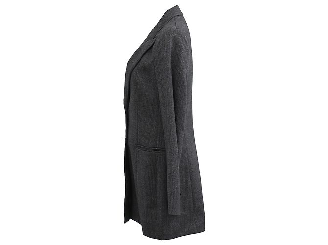 Blazer à rayures The Row en laine grise - vue 2