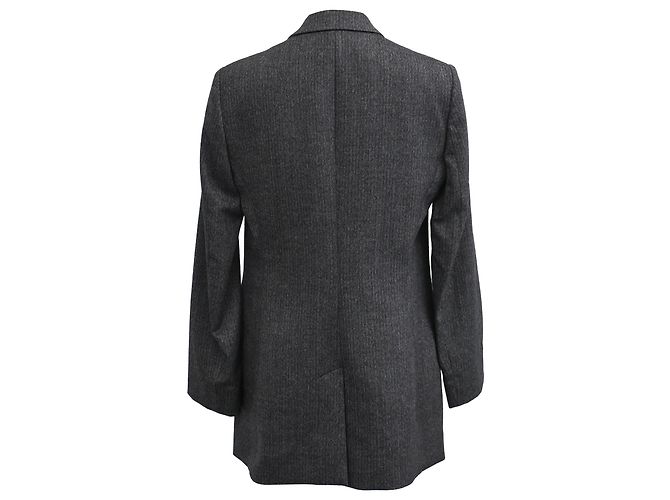 Blazer à rayures The Row en laine grise - vue 3