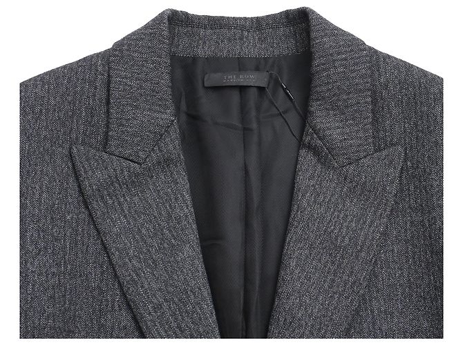 Blazer à rayures The Row en laine grise - vue 4