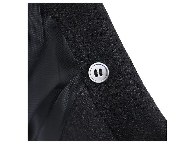 Abrigo de lana negra de botonadura sencilla con cuello desmontable Prada - vista 12