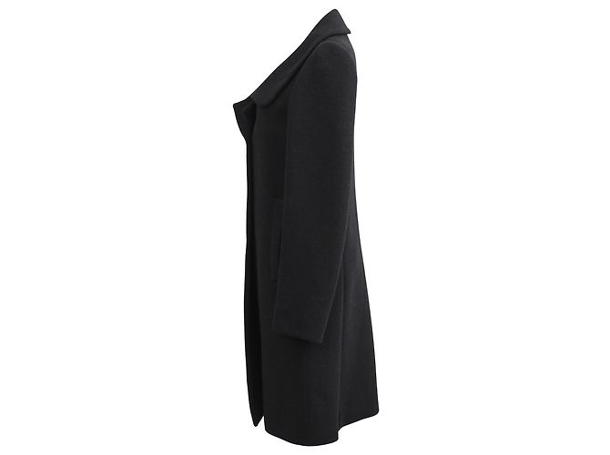 Abrigo de lana negra de botonadura sencilla con cuello desmontable Prada - vista 2