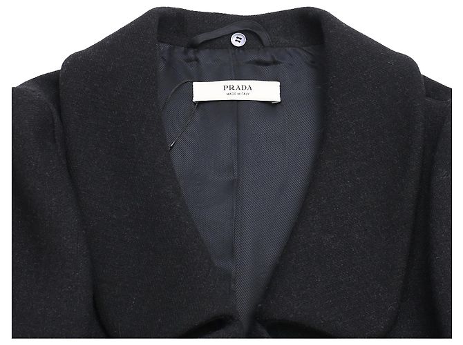 Abrigo de lana negra de botonadura sencilla con cuello desmontable Prada - vista 4