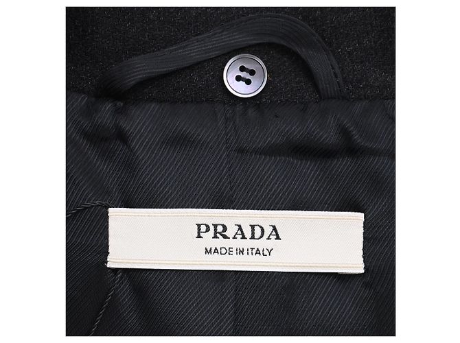 Abrigo de lana negra de botonadura sencilla con cuello desmontable Prada - vista 5