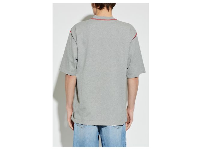 T-shirt con logo Dolce & Gabbana in cotone grigio oversize - vista 3