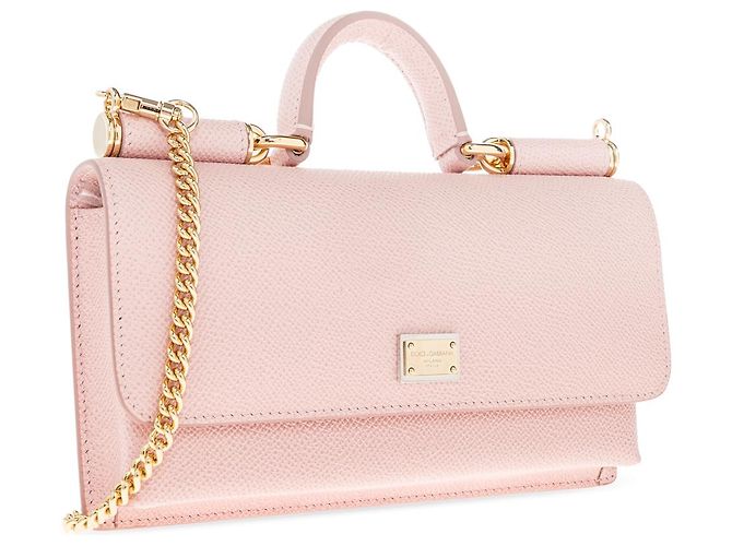 Clutch Dolce & Gabbana in pelle saffiano rosa - vista 3