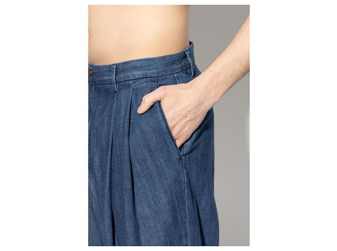 Jeans in cotone blu con pieghe Dolce & Gabbana - vista 4