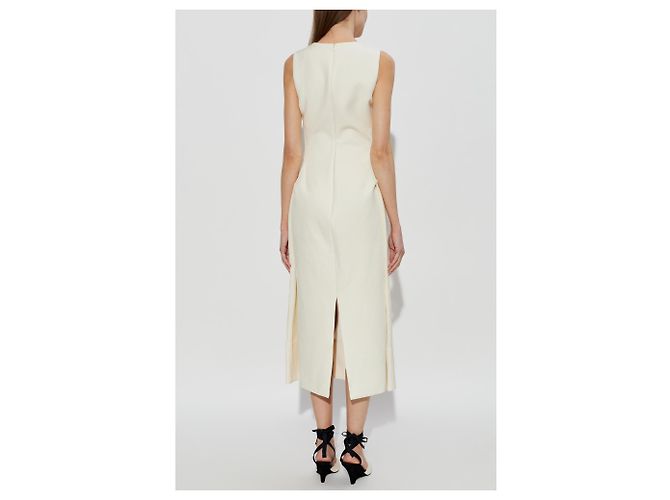 Vestido Tablier Jacquemus em linho creme - vista 3