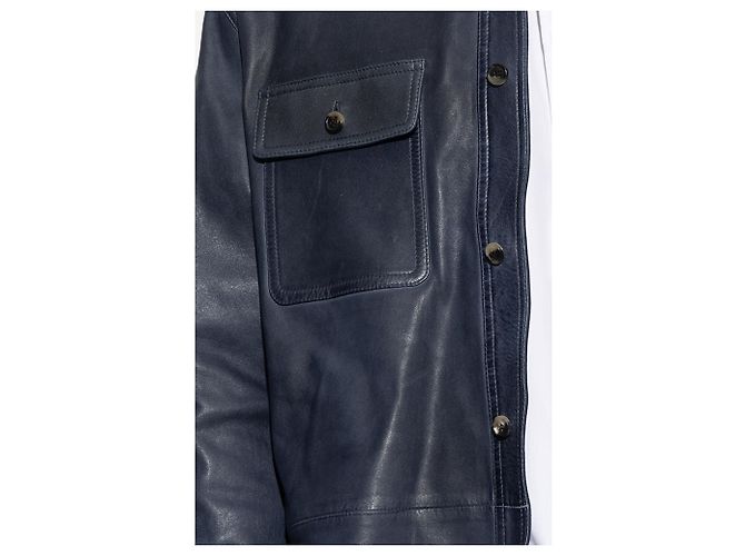 Giacca Loewe Pocket Jacket in pelle blu - vista 4