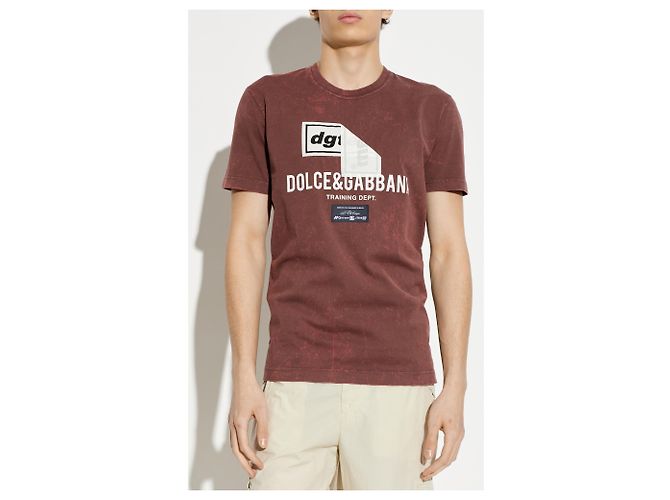 T-shirt Dolce & Gabbana con logo bordeaux in cotone - vista 2