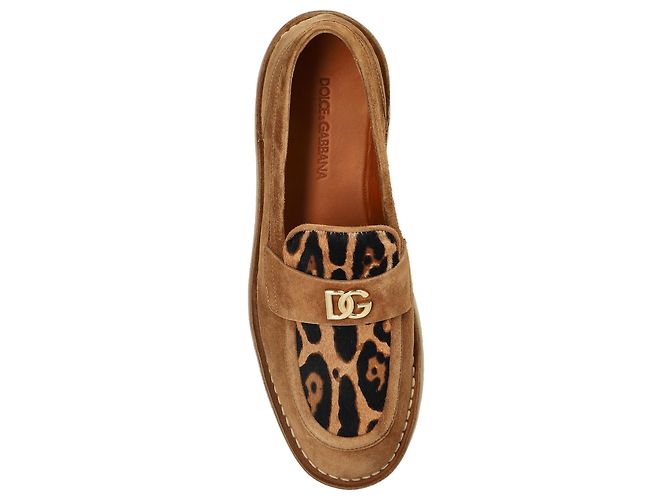 Dolce & Gabbana Brown Suede Leopard Loafers - view 5