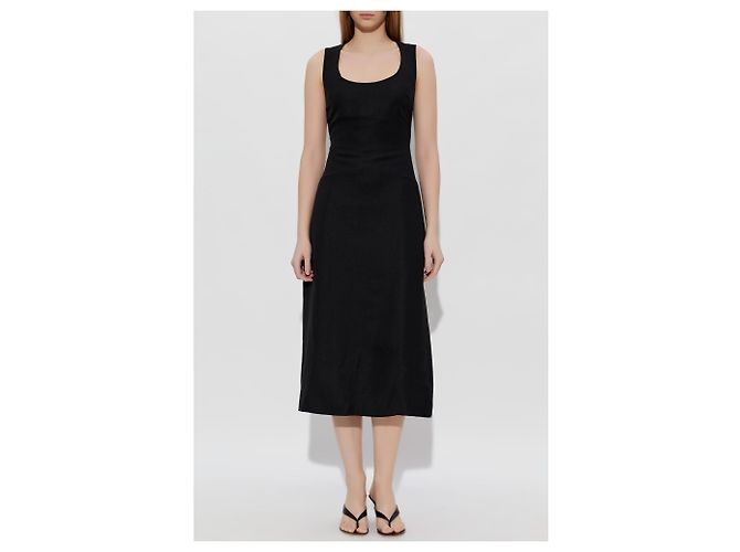 Abito Tablier Jacquemus nero in lino - vista 2