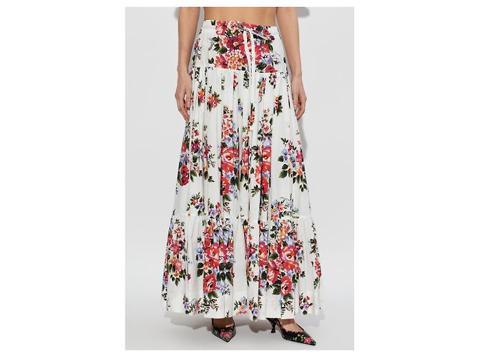 Dolce & Gabbana Rock mit Blumenprint aus weißer Baumwolle - Ansicht 2