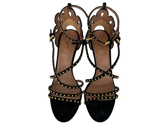 Décolleté Alaïa con dettagli borchiati in camoscio nero - vista 10