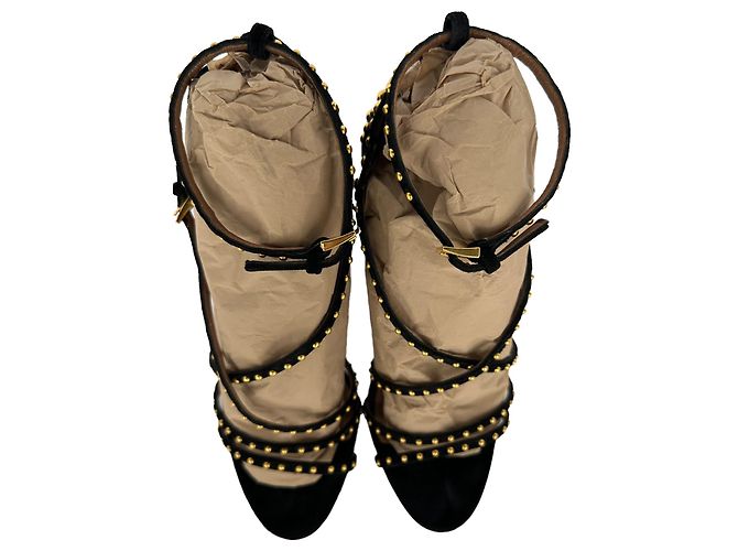 Décolleté Alaïa con dettagli borchiati in camoscio nero - vista 4