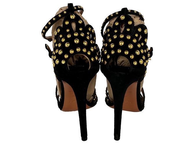 Décolleté Alaïa con dettagli borchiati in camoscio nero - vista 6