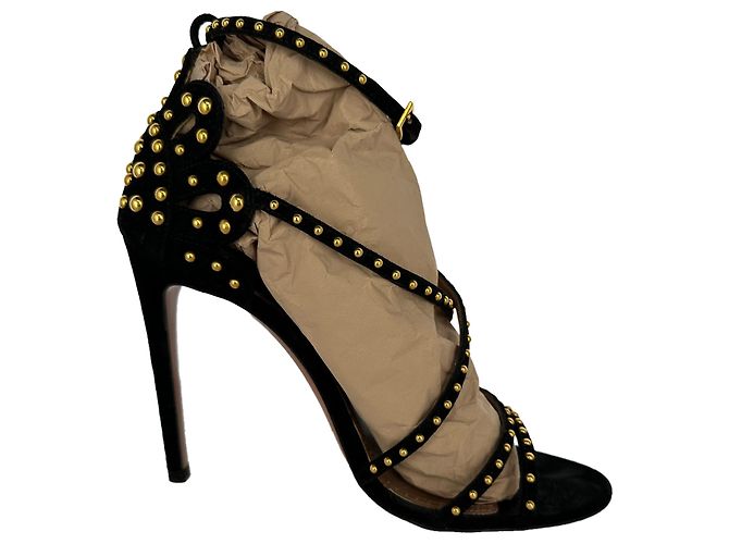 Décolleté Alaïa con dettagli borchiati in camoscio nero - vista 7