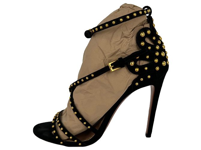 Décolleté Alaïa con dettagli borchiati in camoscio nero - vista 8