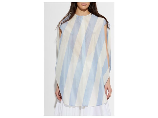 Abito Jacquemus Berlingot in cotone blu a righe - vista 2