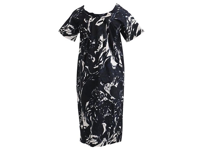 Marni Kleid mit abstraktem Print aus schwarzer Baumwolle - Ansicht 3