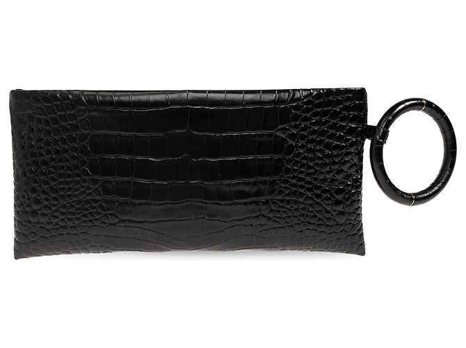 Clutch Tom Ford Aura in pelle nera effetto coccodrillo - vista 2
