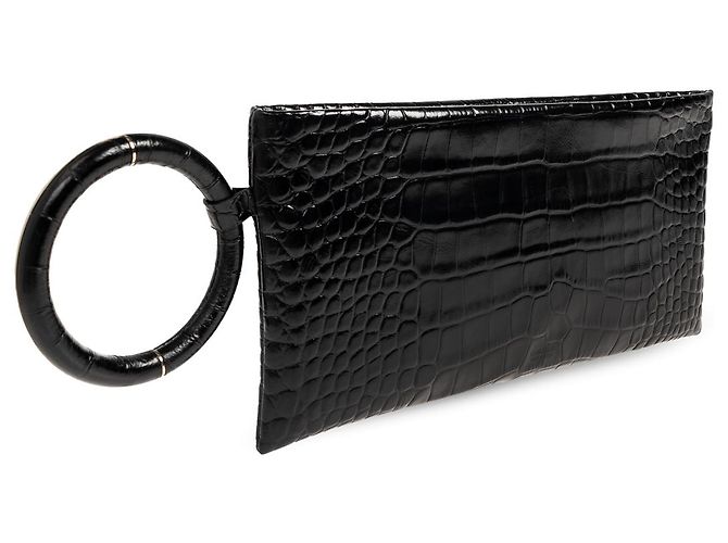 Clutch Tom Ford Aura in pelle nera effetto coccodrillo - vista 3