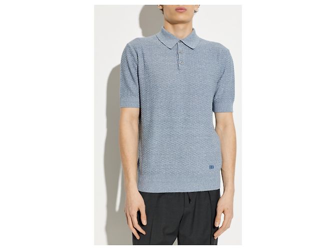 Polo Dolce & Gabbana con logo blu in lino - vista 2