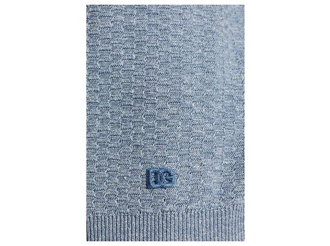 Polo Dolce & Gabbana con logo blu in lino - vista 4