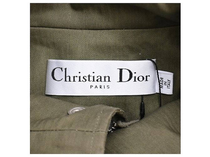 Abrigo capa militar largo con capucha Christian Dior en algodón verde oliva - vista 5