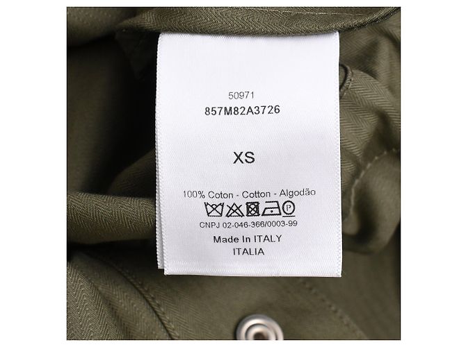 Abrigo capa militar largo con capucha Christian Dior en algodón verde oliva - vista 6
