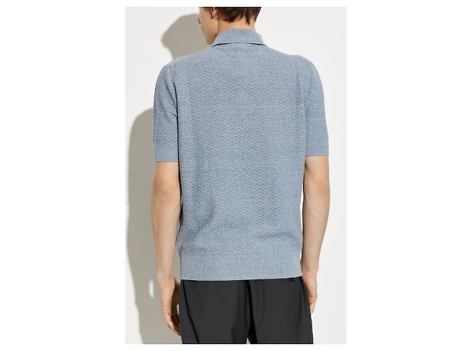 Polo Dolce & Gabbana con logo blu in lino - vista 3