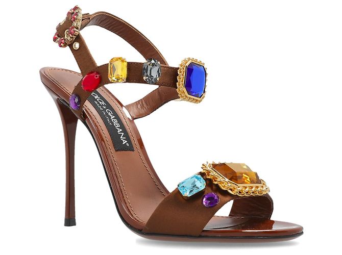 Dolce & Gabbana Absatzsandaletten aus Seide Braun - Ansicht 3