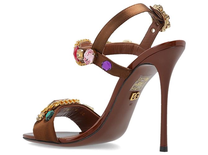 Dolce & Gabbana Absatzsandaletten aus Seide Braun - Ansicht 4