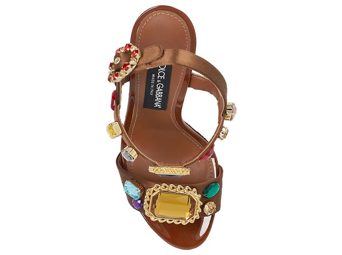 Dolce & Gabbana Absatzsandaletten aus Seide Braun - Ansicht 5