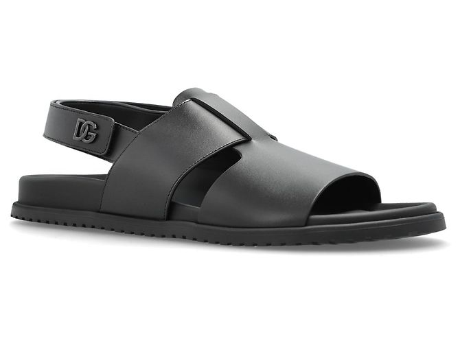 Sandali in pelle nera da uomo Dolce & Gabbana - vista 3