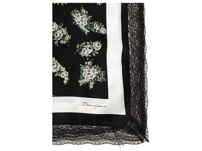 Dolce & Gabbana Seidenschal mit Spitze und Blumenmuster - Ansicht 3