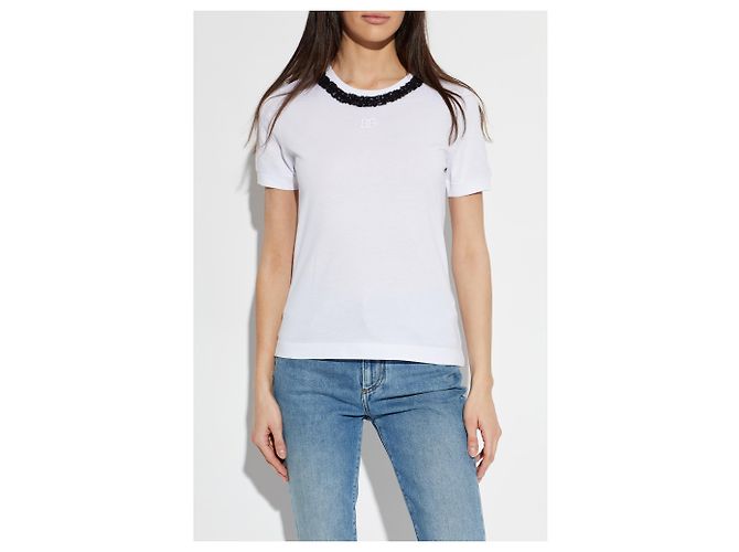 Dolce & Gabbana T-Shirt mit Spitzeneinsatz am Ausschnitt - Ansicht 2