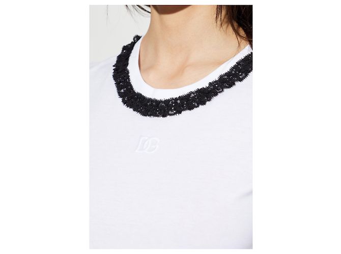Dolce & Gabbana T-Shirt mit Spitzeneinsatz am Ausschnitt - Ansicht 4