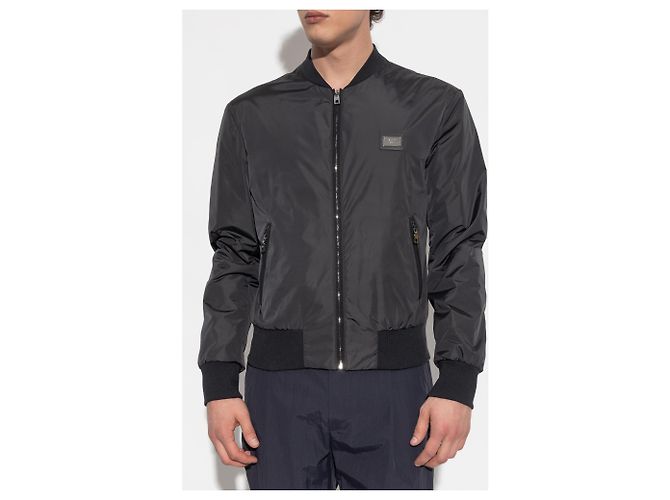 Dolce & Gabbana Logo Bomber Jacket Black Polyamide - view 2