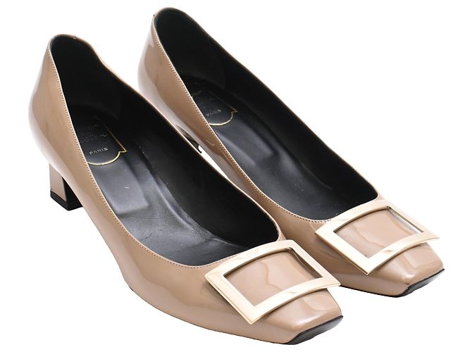 Roger Vivier Trompette Pumps aus beigem Lackleder - Ansicht 4