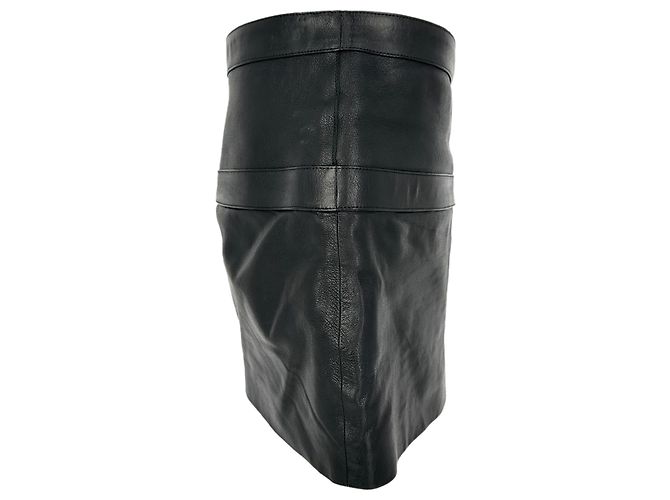 Autre Marque Minifalda Saint Laurent en cuero negro - vista 2