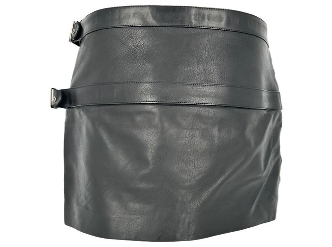 Autre Marque Minifalda Saint Laurent en cuero negro - vista 3