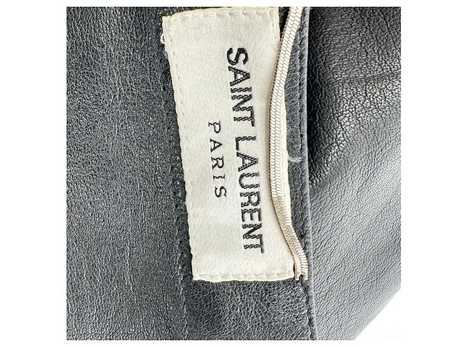 Autre Marque Minifalda Saint Laurent en cuero negro - vista 8