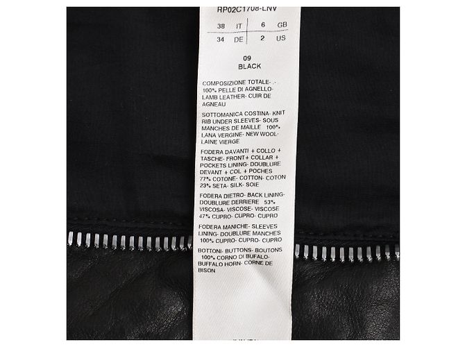 Giacca Biker Naska Rick Owens in pelle nera - vista 8