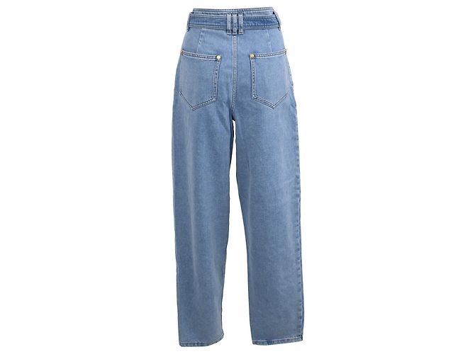 Vaqueros Boyfriend con Cinturón Balmain en Algodón Azul - vista 3