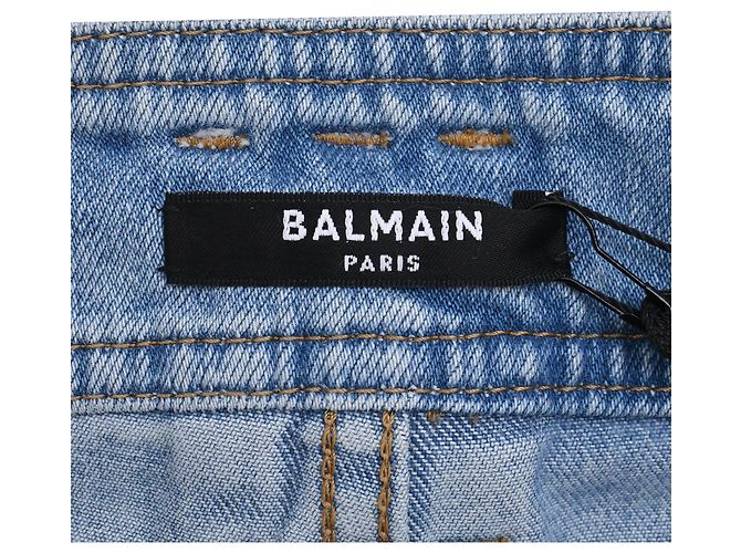 Vaqueros Boyfriend con Cinturón Balmain en Algodón Azul - vista 4