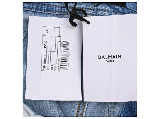 Vaqueros Boyfriend con Cinturón Balmain en Algodón Azul - vista 5