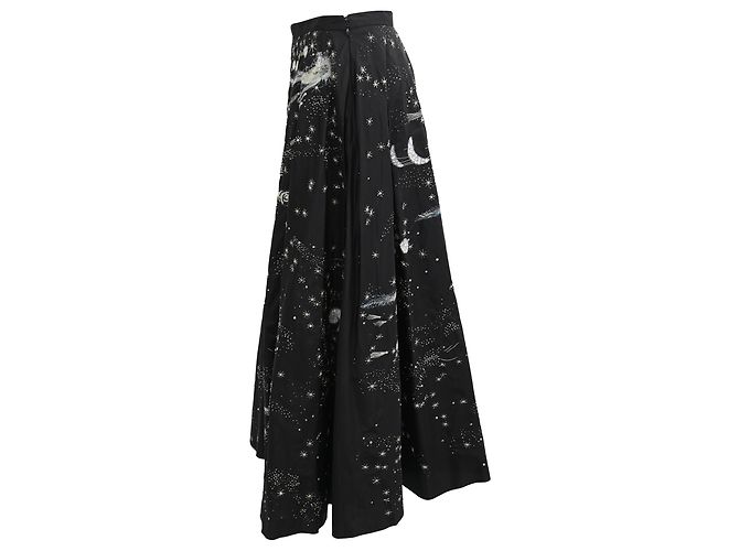 Falda midi estampada Christian Dior en seda negra - vista 2